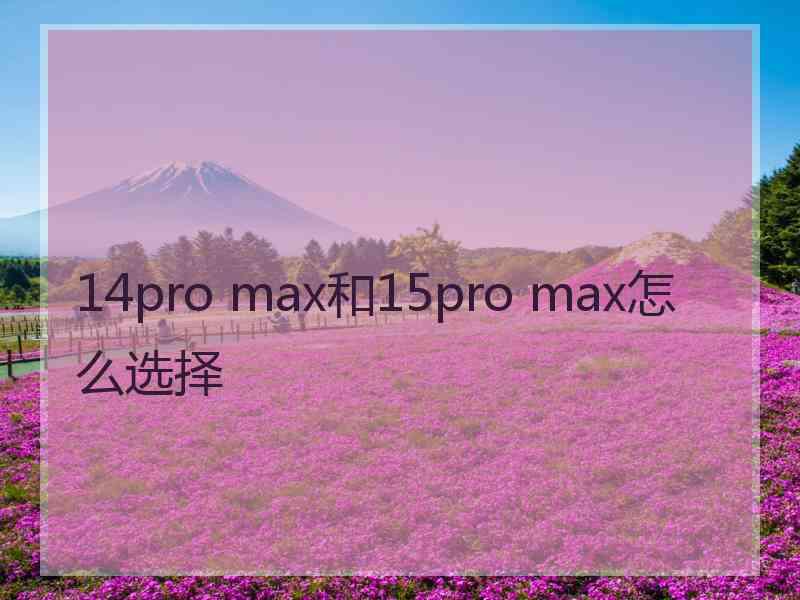 14pro max和15pro max怎么选择