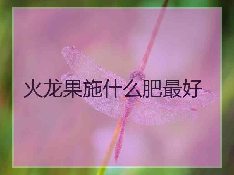 火龙果施什么肥最好