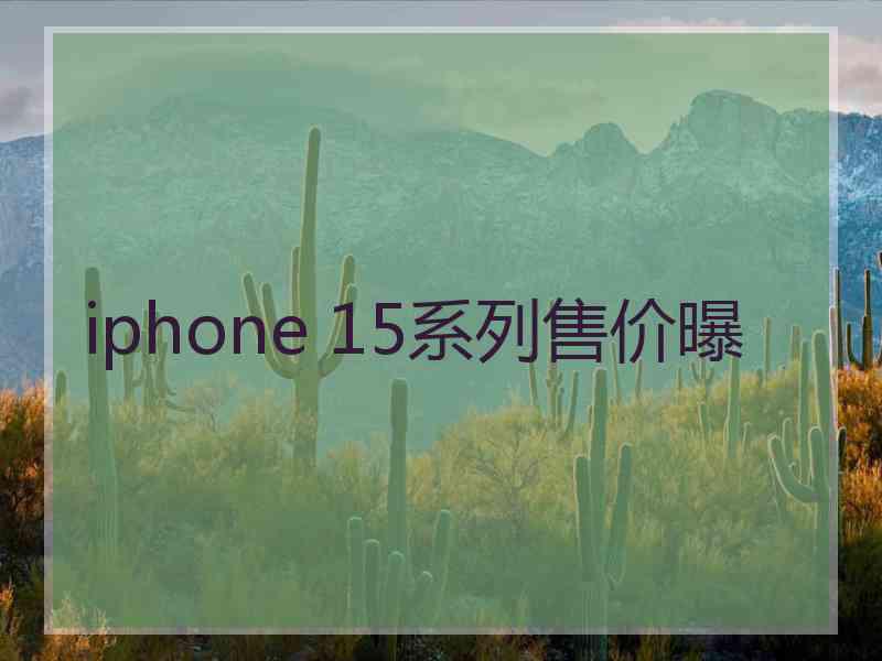 iphone 15系列售价曝