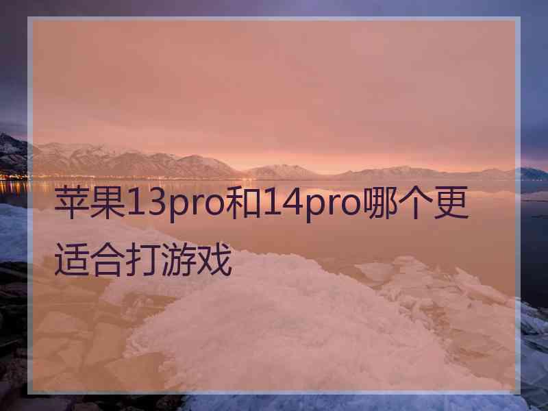 苹果13pro和14pro哪个更适合打游戏