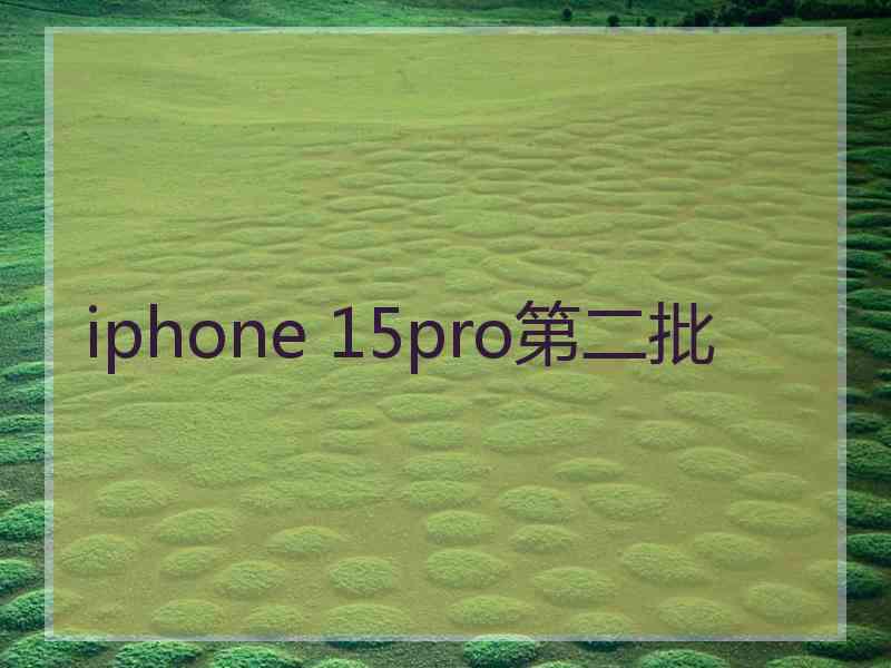 iphone 15pro第二批