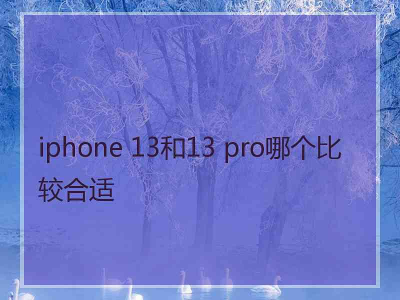 iphone 13和13 pro哪个比较合适