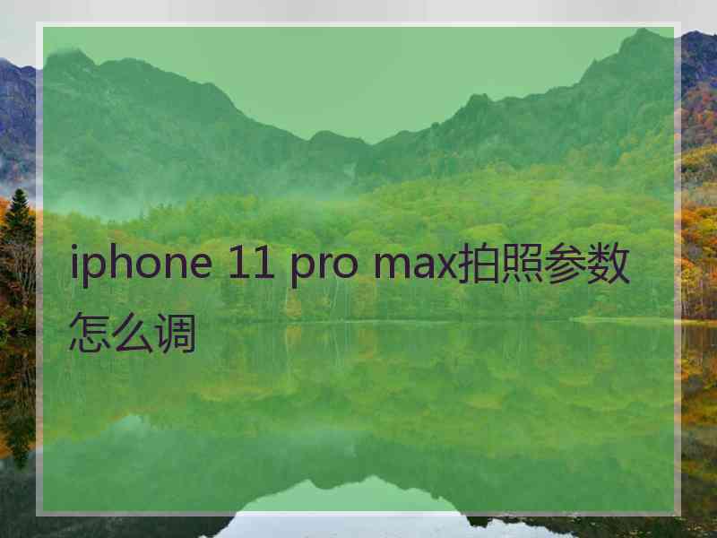 iphone 11 pro max拍照参数怎么调