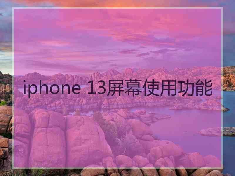 iphone 13屏幕使用功能