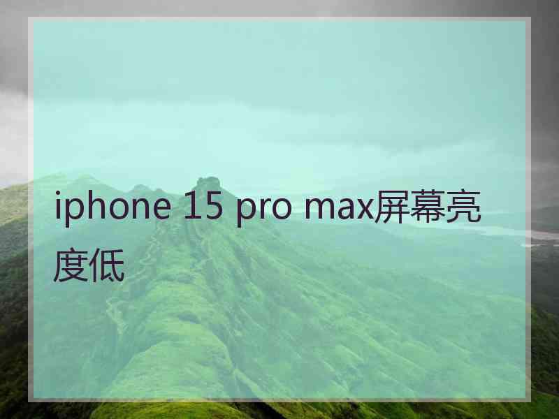 iphone 15 pro max屏幕亮度低