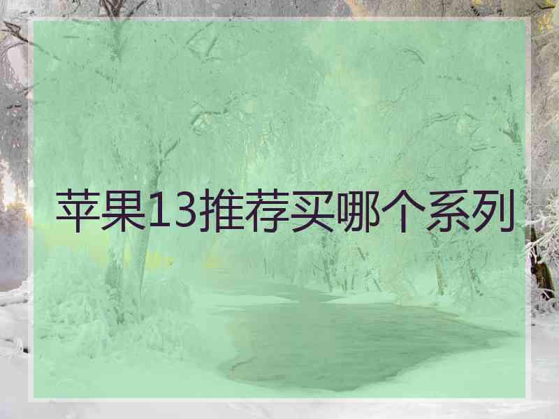 苹果13推荐买哪个系列