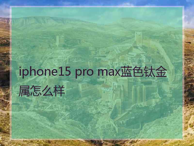 iphone15 pro max蓝色钛金属怎么样