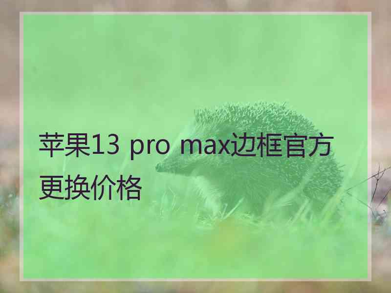 苹果13 pro max边框官方更换价格