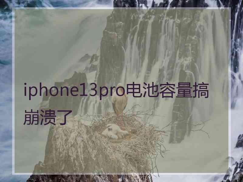 iphone13pro电池容量搞崩溃了