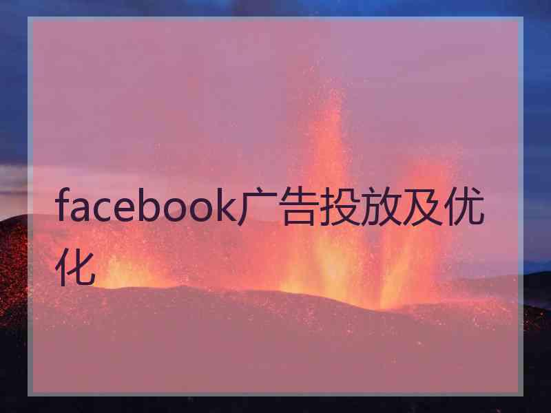 facebook广告投放及优化