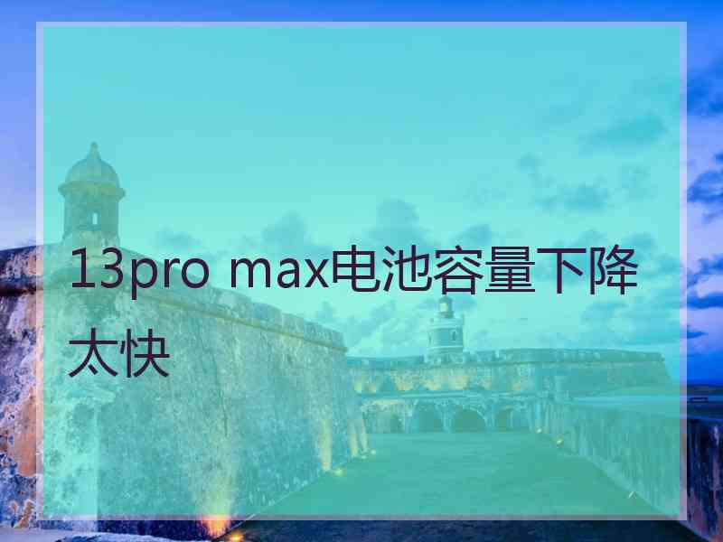 13pro max电池容量下降太快