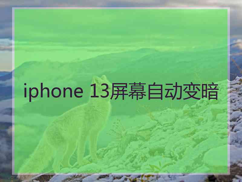 iphone 13屏幕自动变暗