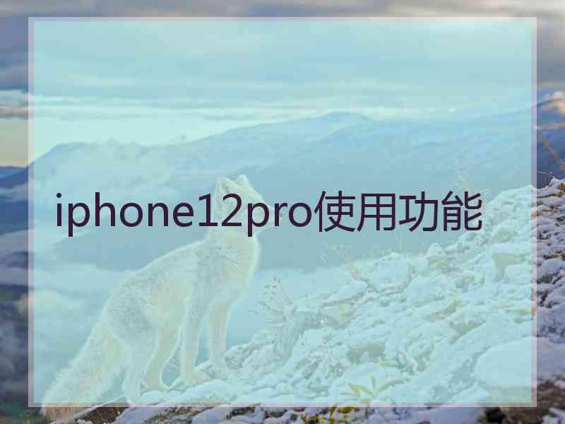 iphone12pro使用功能