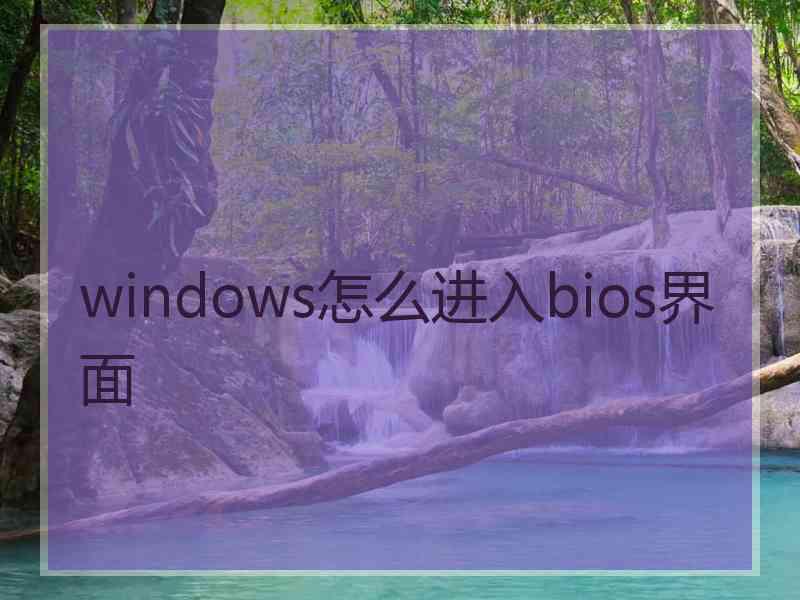 windows怎么进入bios界面