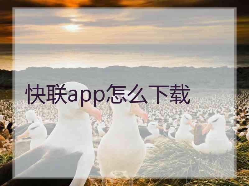 快联app怎么下载