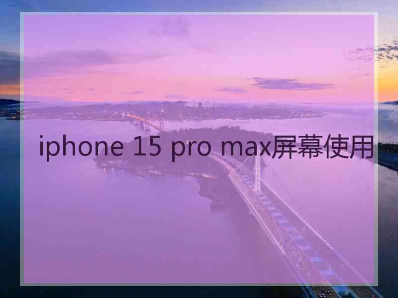 iphone 15 pro max屏幕使用