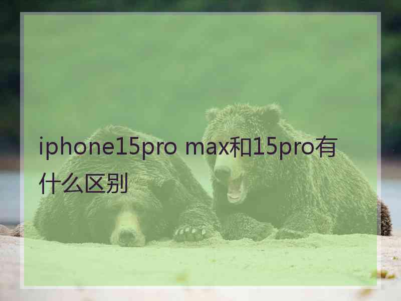 iphone15pro max和15pro有什么区别