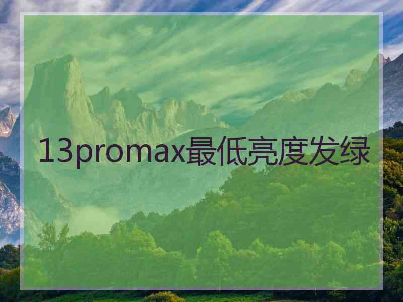 13promax最低亮度发绿