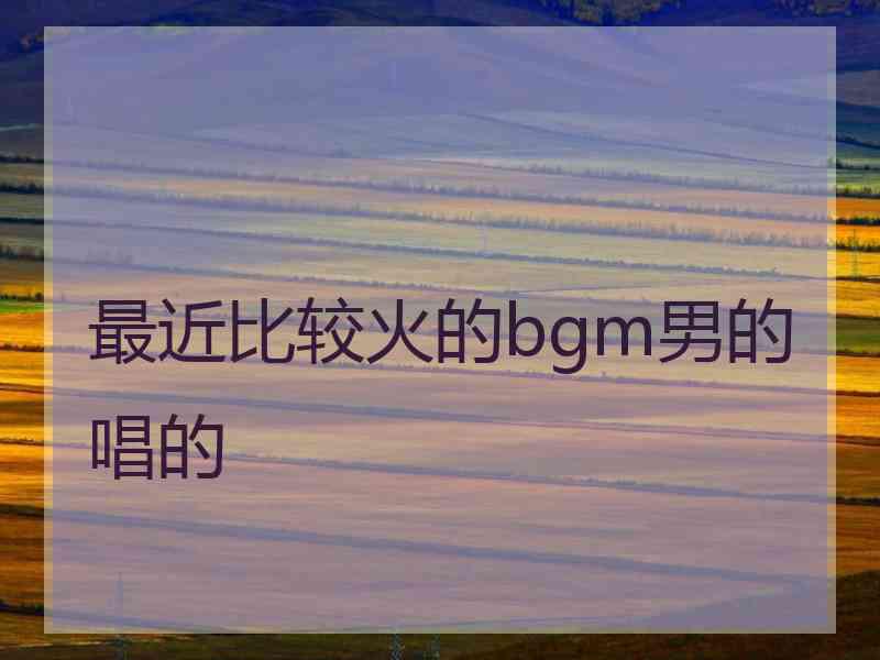 最近比较火的bgm男的唱的