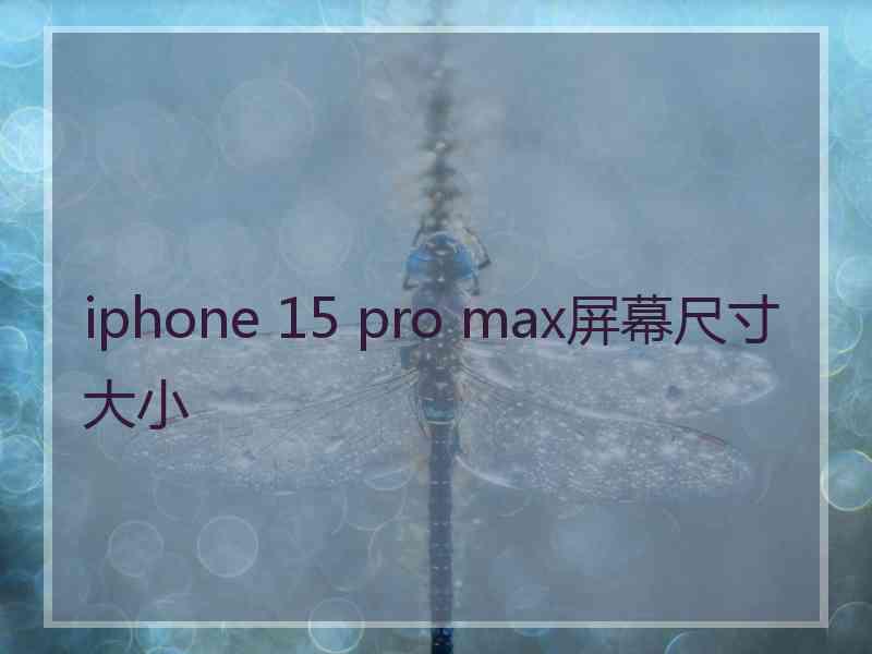 iphone 15 pro max屏幕尺寸大小