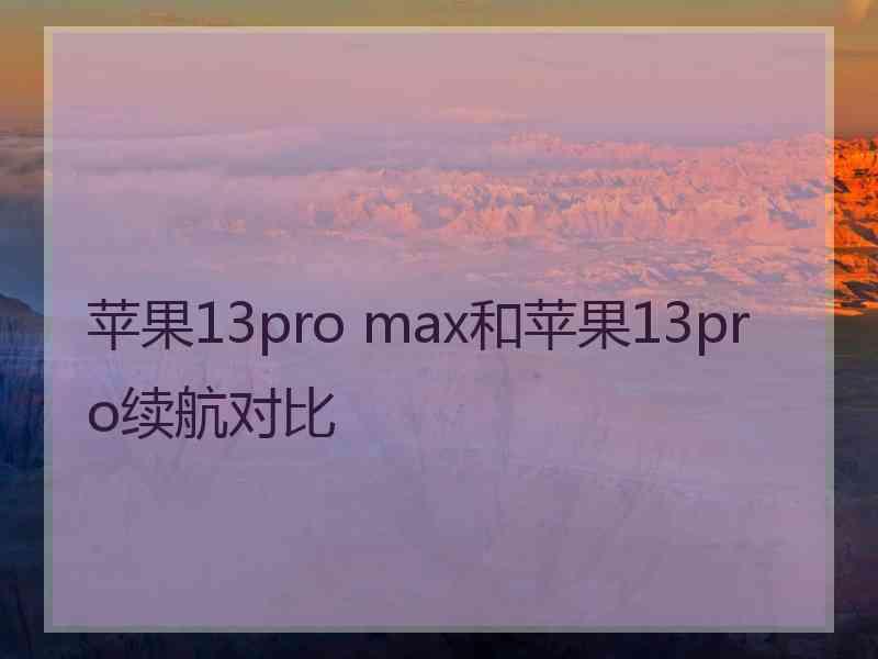 苹果13pro max和苹果13pro续航对比