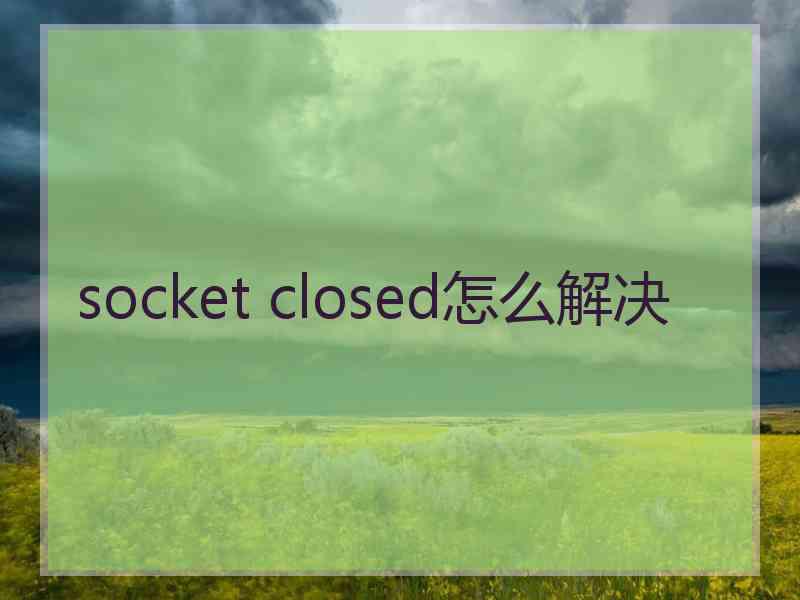 socket closed怎么解决