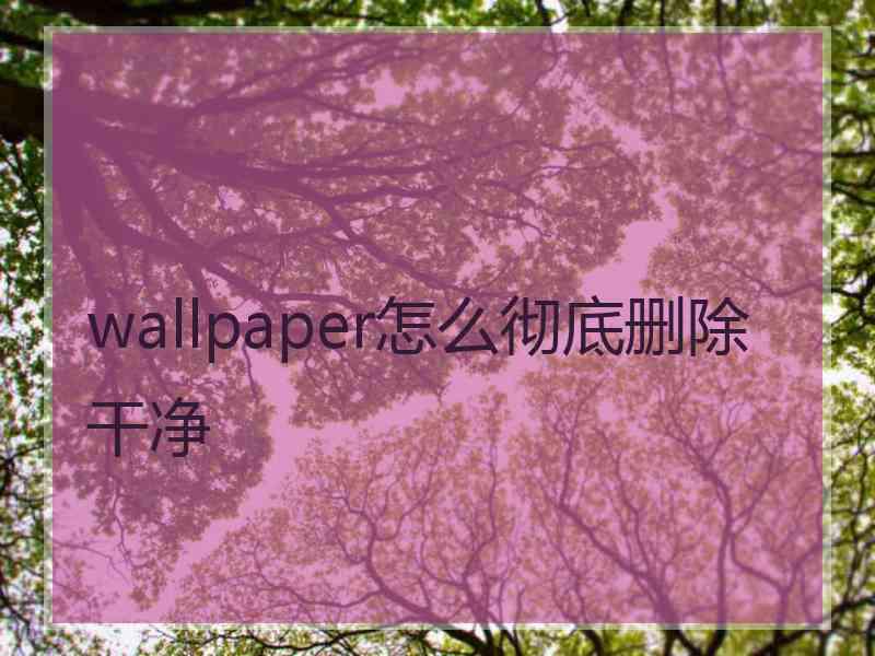 wallpaper怎么彻底删除干净