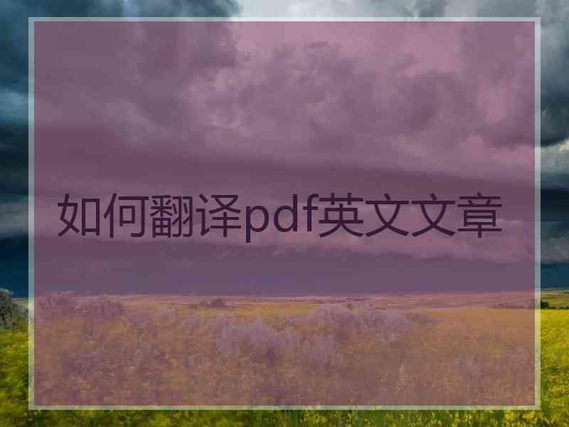 如何翻译pdf英文文章