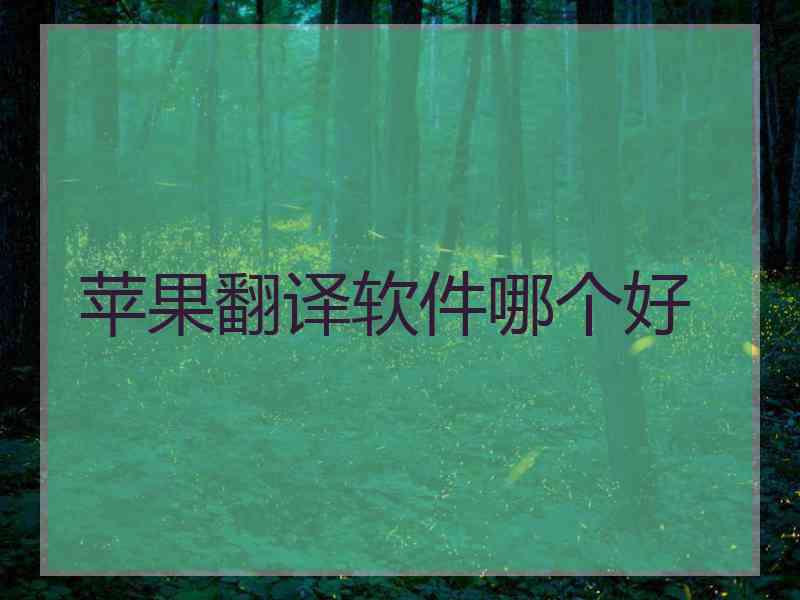 苹果翻译软件哪个好