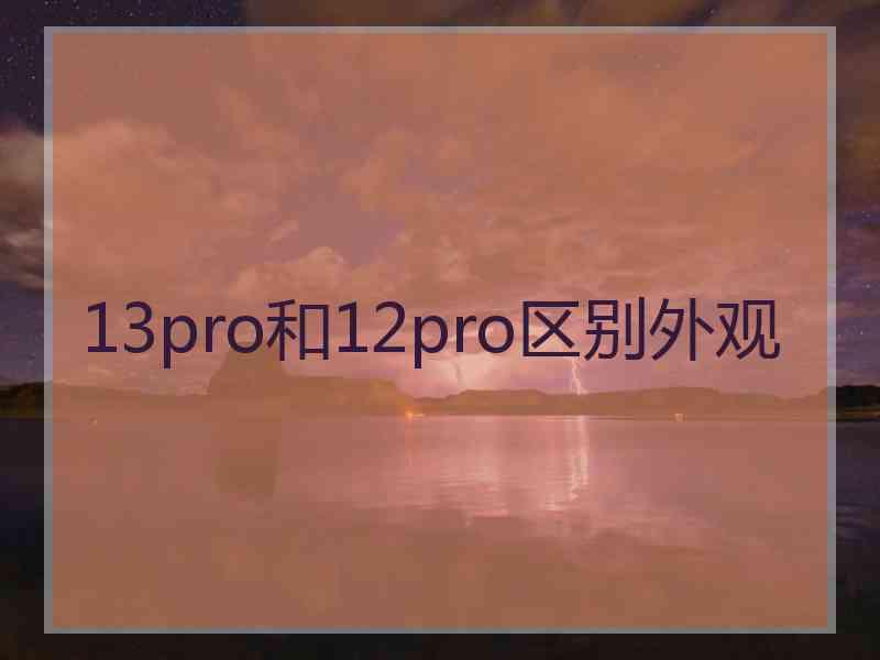 13pro和12pro区别外观