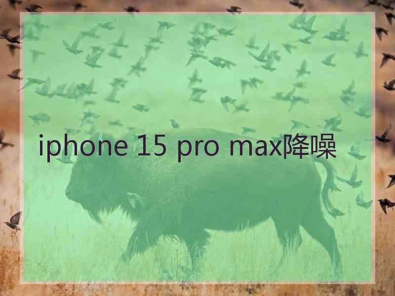 iphone 15 pro max降噪