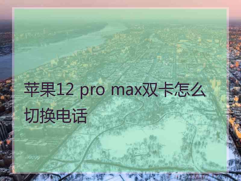 苹果12 pro max双卡怎么切换电话