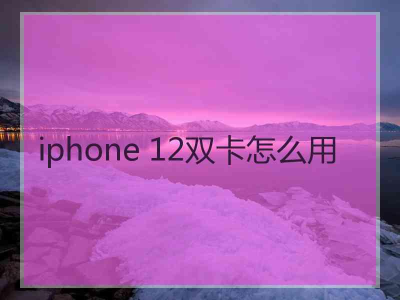 iphone 12双卡怎么用