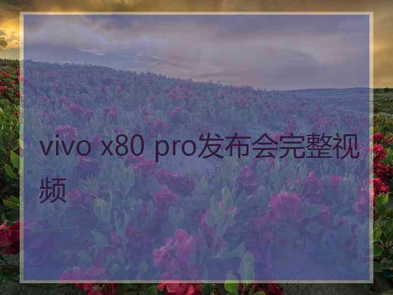 vivo x80 pro发布会完整视频