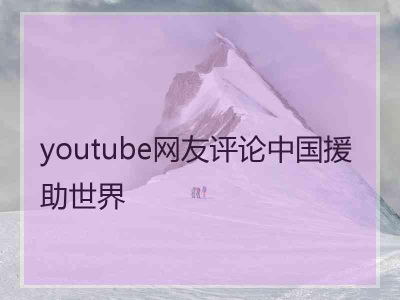 youtube网友评论中国援助世界