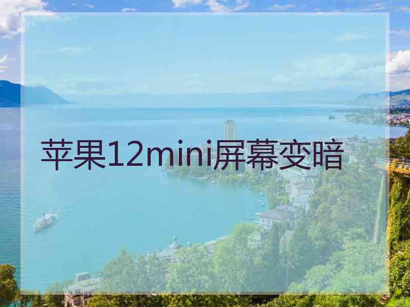 苹果12mini屏幕变暗