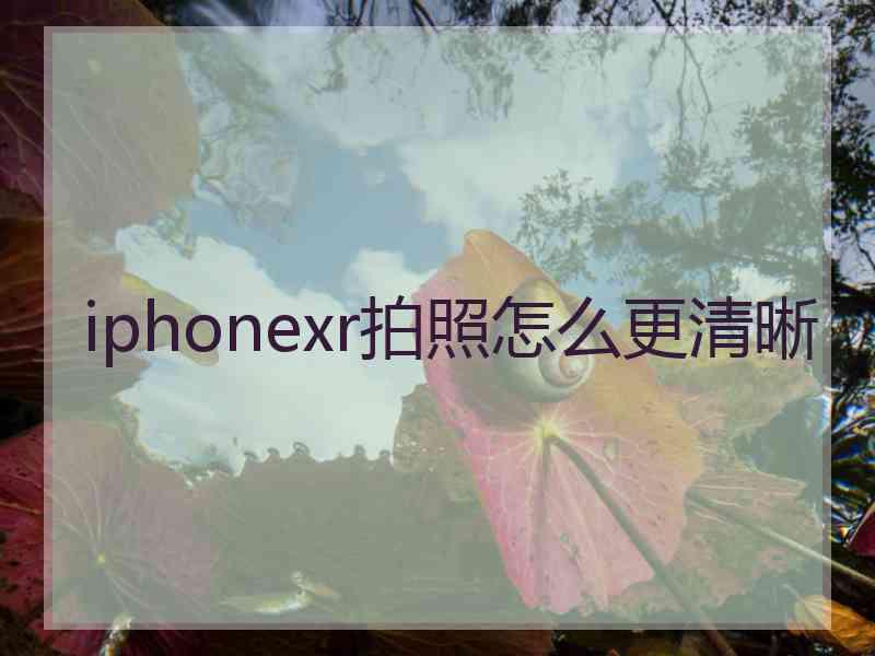 iphonexr拍照怎么更清晰