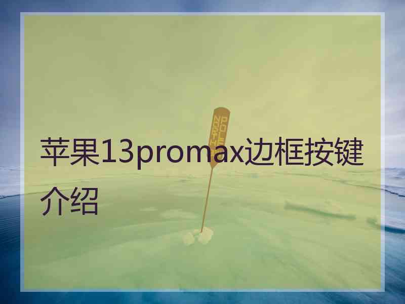 苹果13promax边框按键介绍