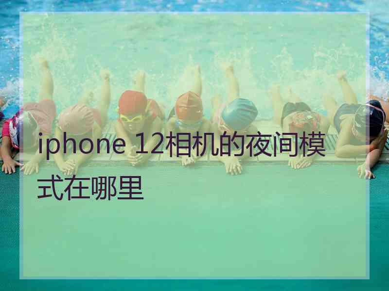 iphone 12相机的夜间模式在哪里