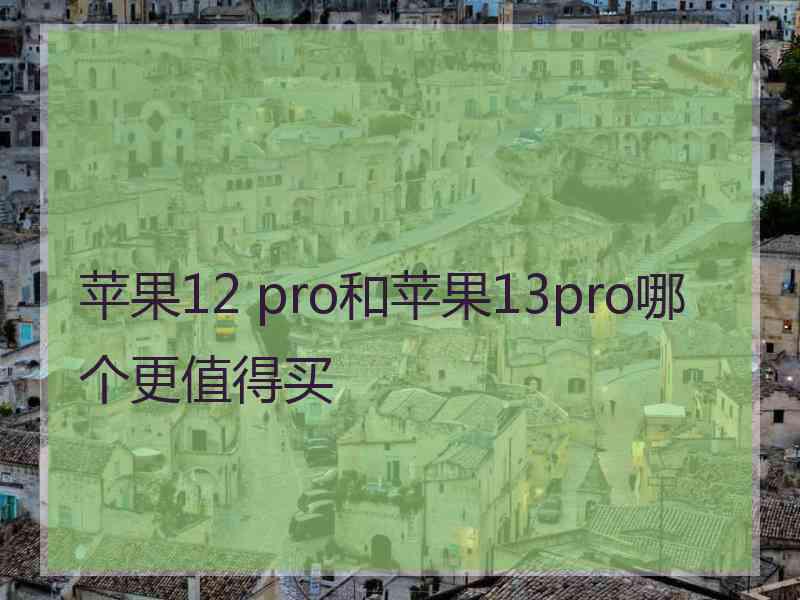 苹果12 pro和苹果13pro哪个更值得买