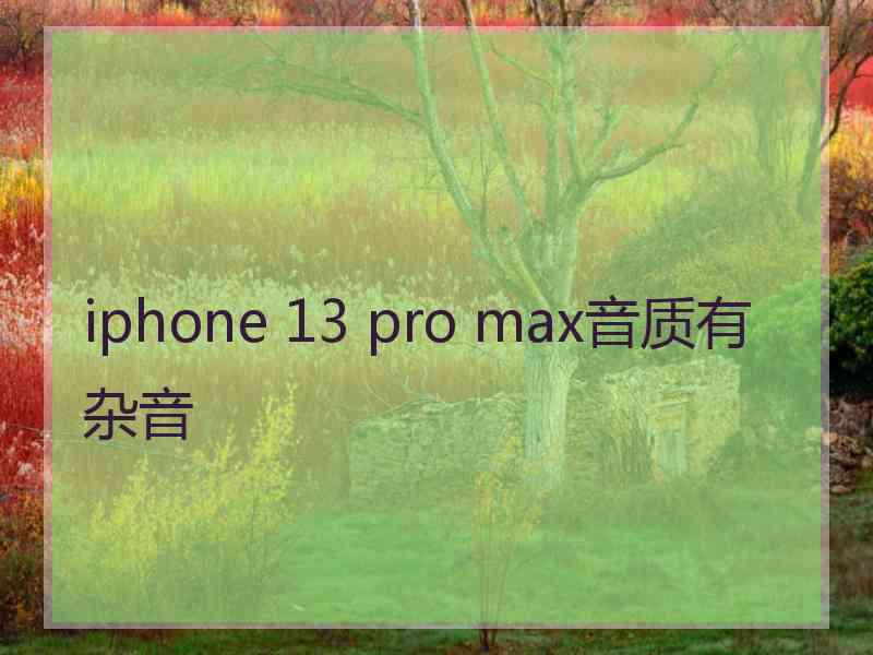 iphone 13 pro max音质有杂音