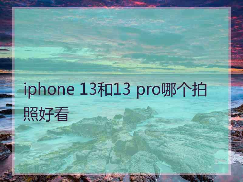 iphone 13和13 pro哪个拍照好看