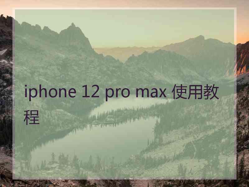 iphone 12 pro max 使用教程