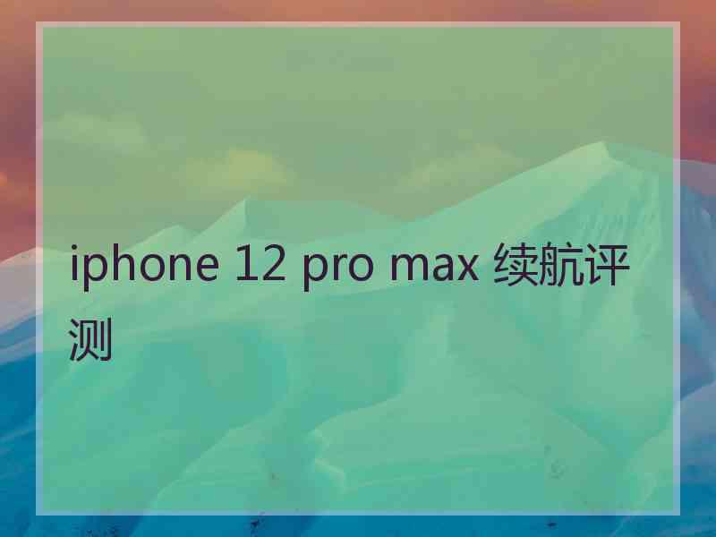 iphone 12 pro max 续航评测