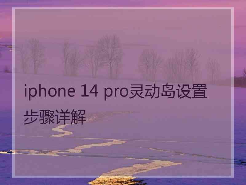 iphone 14 pro灵动岛设置步骤详解