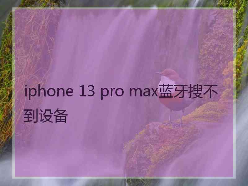 iphone 13 pro max蓝牙搜不到设备