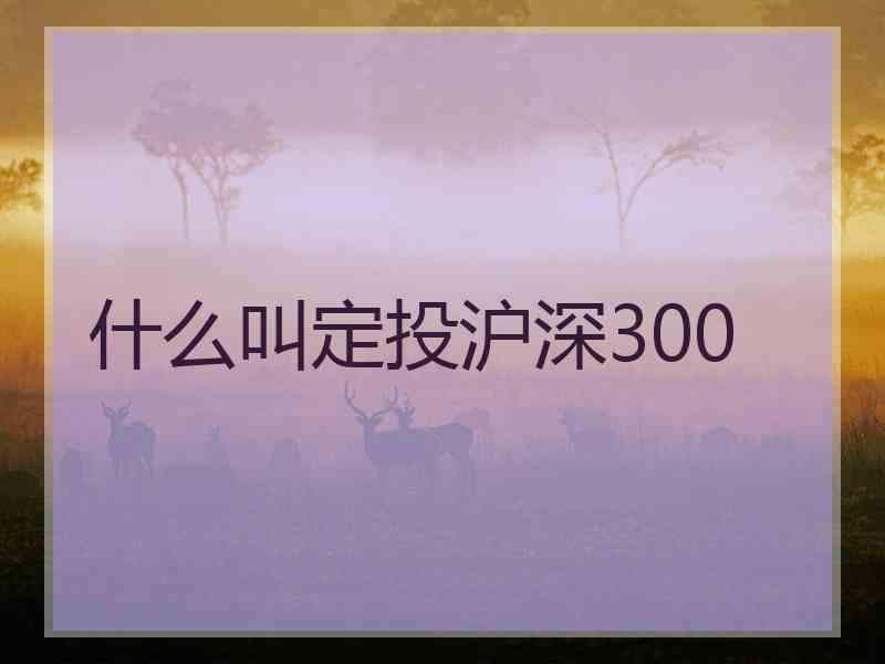 什么叫定投沪深300