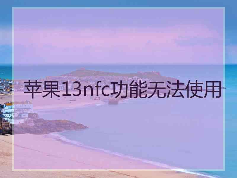 苹果13nfc功能无法使用