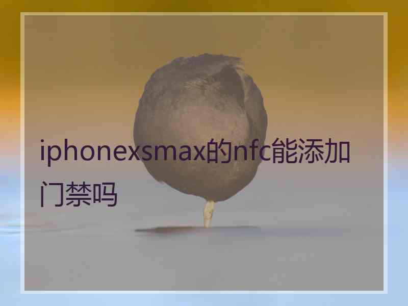 iphonexsmax的nfc能添加门禁吗