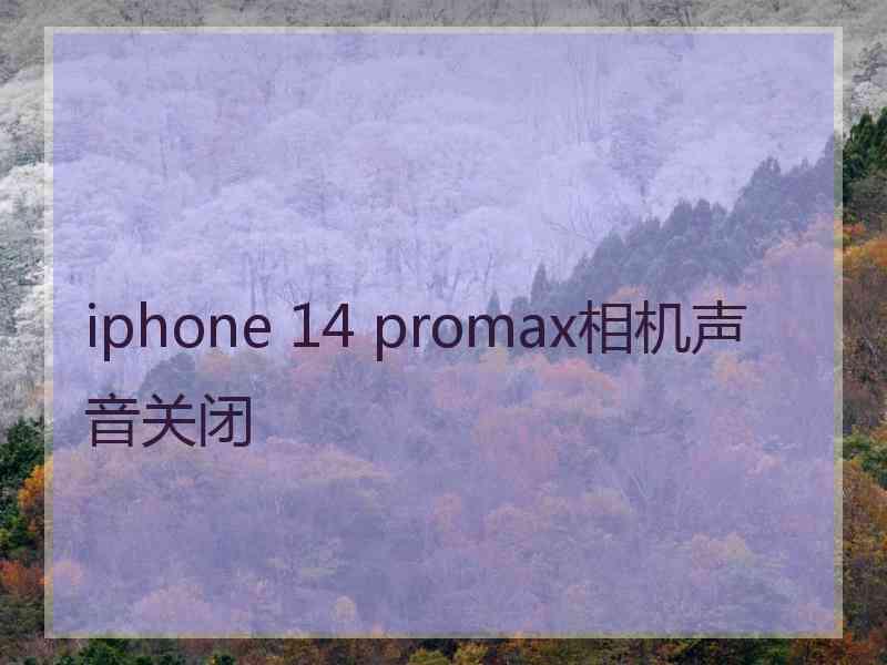 iphone 14 promax相机声音关闭